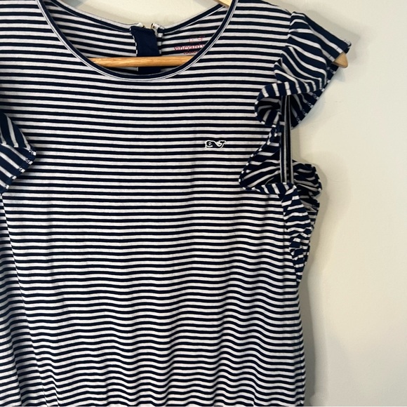 Vineyard Vines Girls Striped Navy and White Ruffle Jumpsuit - Picture 3 of 5